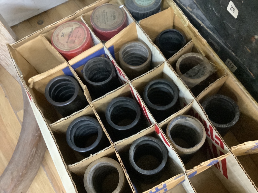 A large collection of wax phonograph cylinders